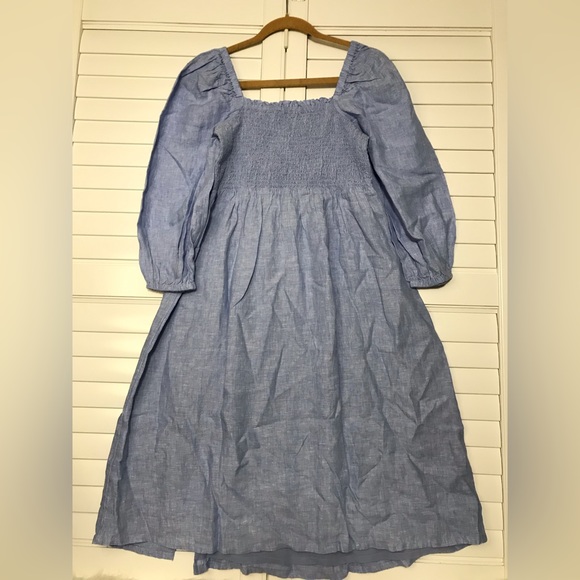 J. Crew Linen Daydream Dress in French Blue Size Large Petite LP NWT - Picture 7 of 9